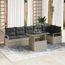 vidaXL Tuinbank Set met kussen 7 pcs Zwart Poly rattan