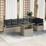 vidaXL Tuinbank Set met kussen 7 pcs Zwart Poly rattan