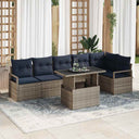 vidaXL Tuinbank Set met opslag 7 pcs Bruin en Rood poly rattan