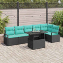 vidaXL Tuinbank Set met opslag 7 pcs Bruin en Rood poly rattan