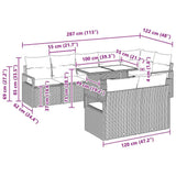 vidaXL Tuinbank Set met kussen 9 pcs Zwart en Crème poly rattan