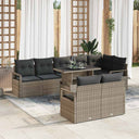 vidaXL Tuinbank Set met kussen 9 pcs Zwart en Crème poly rattan