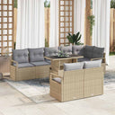 vidaXL Tuinbank Set met kussen 9 pcs Zwart en Crème poly rattan