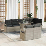 vidaXL Tuinbank Set met kussen 9 pcs Zwart en Crème poly rattan