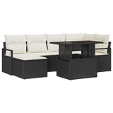 vidaXL 7-Piece Garden Sofa Set with Cushions Black and Cream