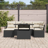 vidaXL 7-Piece Garden Sofa Set with Cushions Black and Cream