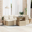 vidaXL 7-Piece Garden Sofa Set with Cushions Black and Cream