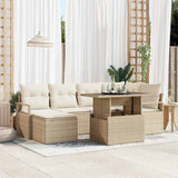 vidaXL 7-Piece Garden Sofa Set with Cushions Black and Cream
