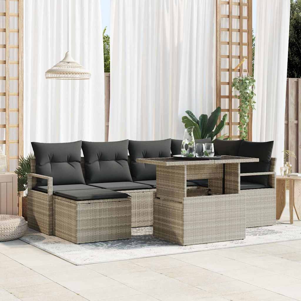 vidaXL 7-Piece Garden Sofa Set with Cushions Black and Cream