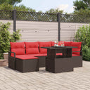 vidaXL Tuinbank Set met opslag 7 pcs Bruin en Rood Poly rattan