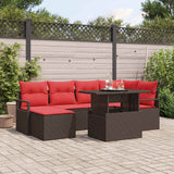 vidaXL Tuinbank Set met opslag 7 pcs Bruin en Rood Poly rattan