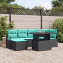 vidaXL Tuinbank Set met opslag 7 pcs Bruin en Rood Poly rattan