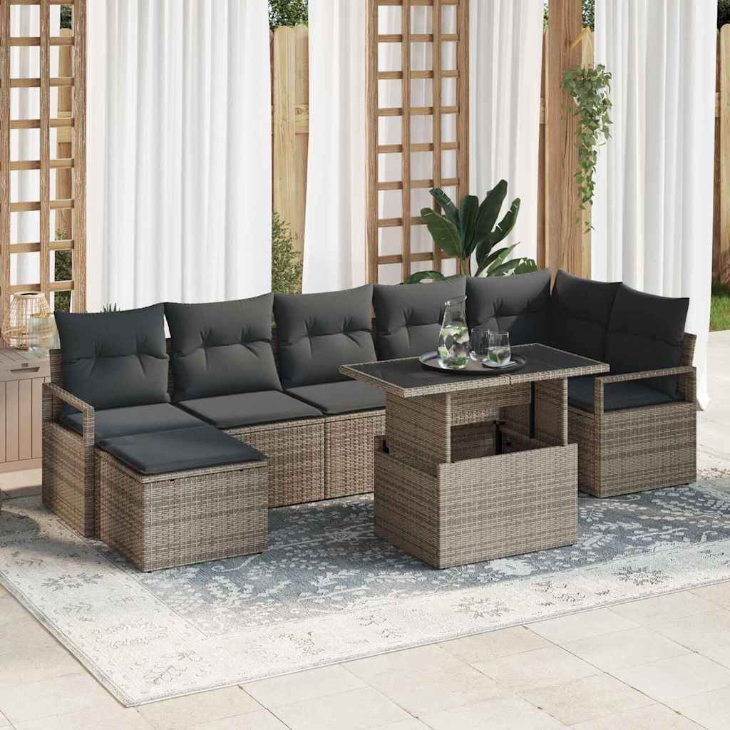 vidaXL Tuinbank Set met kussen 8 pcs Zwart en crème