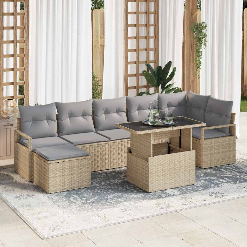 vidaXL Tuinbank Set met kussen 8 pcs Zwart en crème