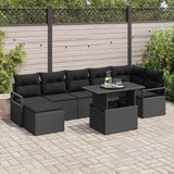 vidaXL Tuinbank Set met kussen 8 pcs Zwart en crème