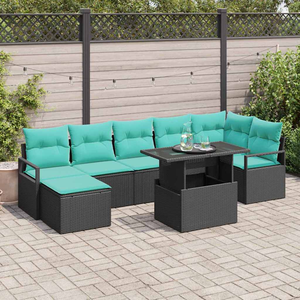 vidaXL Garden Sofa Set with cushions 8 pcs Brown and Red poly rattan