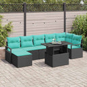 vidaXL Garden Sofa Set with cushions 8 pcs Brown and Red poly rattan