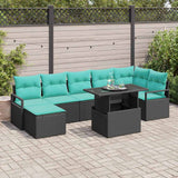 vidaXL Garden Sofa Set with cushions 8 pcs Brown and Red poly rattan