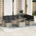 vidaXL Garden Sofa Set with Cushions 9 pcs Black and Cream