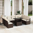 vidaXL Tuinbank Set met kussen 10 pcs Zwart en crème poly rattan