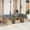 vidaXL Tuinbank Set met kussen 10 pcs Zwart en crème poly rattan