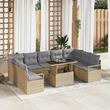 vidaXL Tuinbank Set met kussen 10 pcs Zwart en crème poly rattan