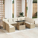 vidaXL Tuinbank Set met kussen 10 pcs Zwart en crème poly rattan