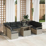 vidaXL Tuinbank Set met kussen 10 pcs Zwart en crème poly rattan