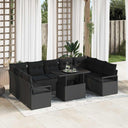 vidaXL Tuinbank Set met kussen 10 pcs Zwart en crème poly rattan