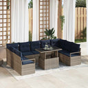 vidaXL Tuinbank Set met opslag 10 pcs Bruin en Rood Poly rattan