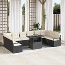 vidaXL Tuinbank Set met kussen 11 pcs Zwart en crème poly rattan