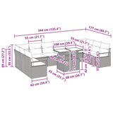 vidaXL Tuinbank Set met kussen 11 pcs Zwart en crème poly rattan