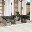 vidaXL Tuinbank Set met kussen 11 pcs Zwart en crème poly rattan