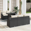 vidaXL Tuinbank Set met kussen 6 pcs Zwart en crème poly rattan
