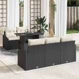 vidaXL Tuinbank Set met kussen 6 pcs Zwart en crème poly rattan