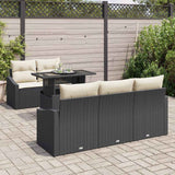 vidaXL Tuinbank Set met kussen 6 pcs Zwart en crème poly rattan