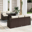 vidaXL Tuinbank Set met kussen 6 pcs Zwart en crème poly rattan