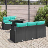 vidaXL Garden Sofa Set with cushions 6 pcs Black and blue poly rattan
