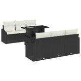 vidaXL Tuinbank Set met kussen 7 pcs Zwart en crème 100 x 55 x 73 cm