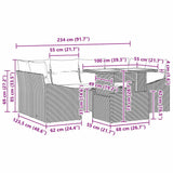 vidaXL Tuinbank Set met kussen 7 pcs Zwart en crème poly rattan