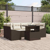 vidaXL Tuinbank Set met kussen 7 pcs Zwart en crème poly rattan