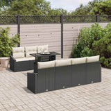 vidaXL Tuinbank Set met kussen 8 pcs Zwart en Crème poly rattan