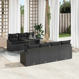 vidaXL Tuinbank Set met kussen 8 pcs Zwart en Crème poly rattan