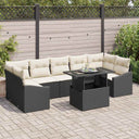 vidaXL Tuinbank Set met kussen 8 pcs Zwart en Crème poly rattan