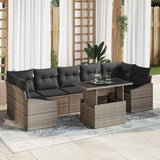 vidaXL Tuinbank Set met kussen 8 pcs Zwart en Crème poly rattan