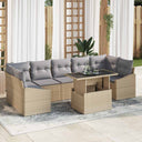 vidaXL Tuinbank Set met kussen 8 pcs Zwart en Crème poly rattan