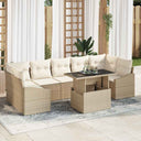vidaXL Tuinbank Set met kussen 8 pcs Zwart en Crème poly rattan