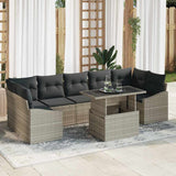 vidaXL Tuinbank Set met kussen 8 pcs Zwart en Crème poly rattan