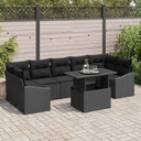 vidaXL Tuinbank Set met kussen 8 pcs Zwart en Crème poly rattan