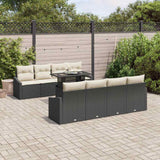 vidaXL Tuinbank Set met kussen 7 pcs Zwart en crème poly rattan